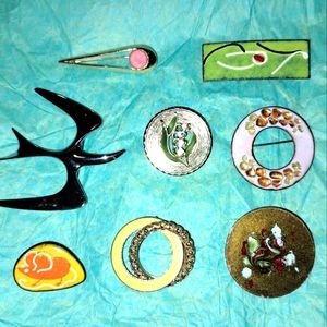 Mid century abstract style pin brooch lot vintage